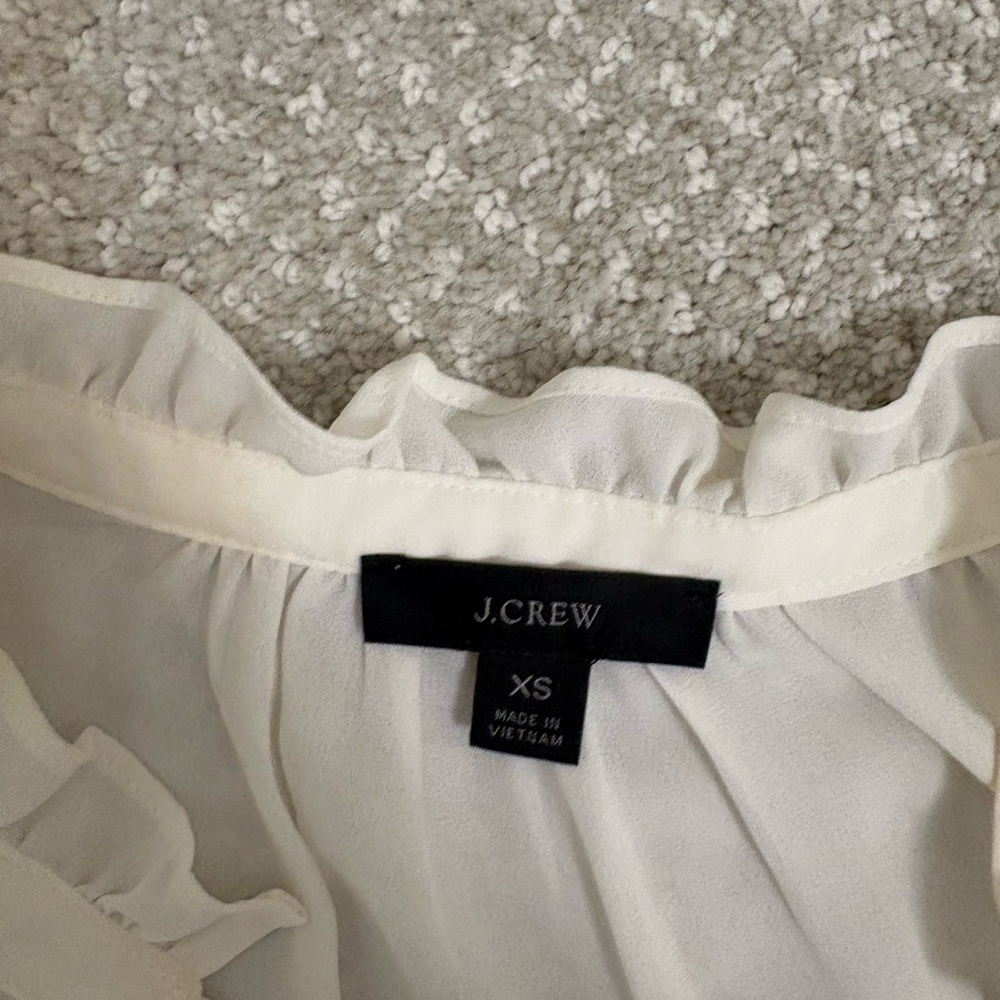 J. Crew Cream Ruffle Blouse - Picture 2 of 3